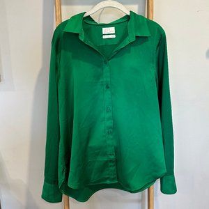 J.Crew Slim | Satin Green Button Down Blouse | Size: Medium